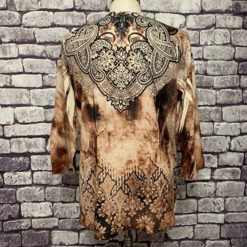 Chico's Brown & Beige Size Large Top - Picture 7 of 10